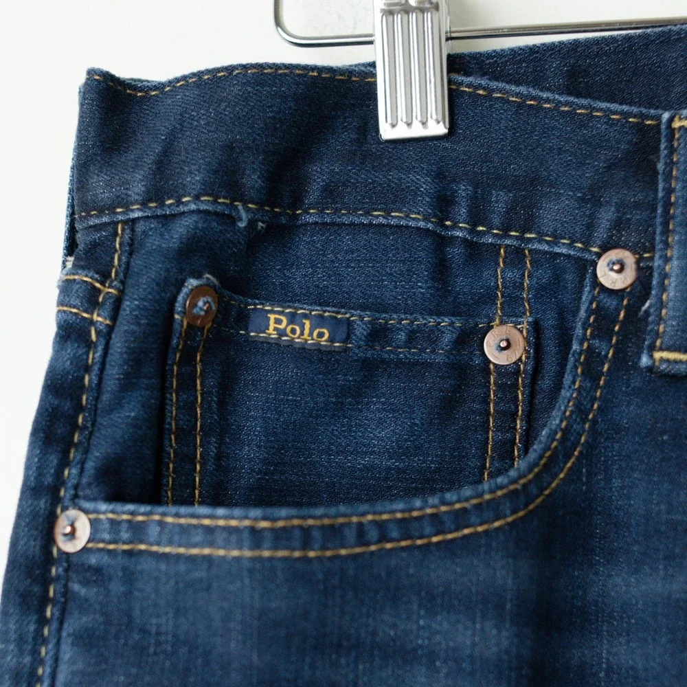 Polo Ralph Lauren Varick Slim Straight Mens 34x30 Blue Denim 5 Pocket